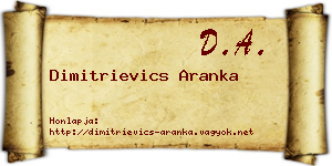 Dimitrievics Aranka névjegykártya